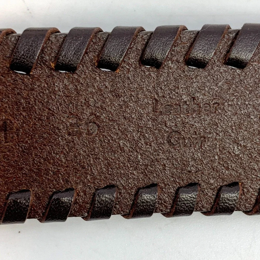 Nordstrom Mens Dark Brown‎ Leather Belt Size 36 Braided Edge New With Tags